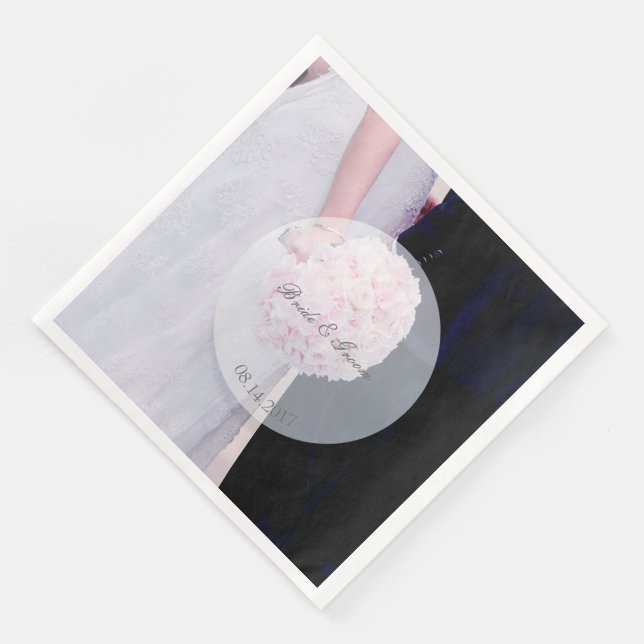 Brautkleid mit Rose Hochzeit Serviette (Ecke)