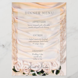 Brautkleid mit Rose Hochzeitsmenü Menükarte