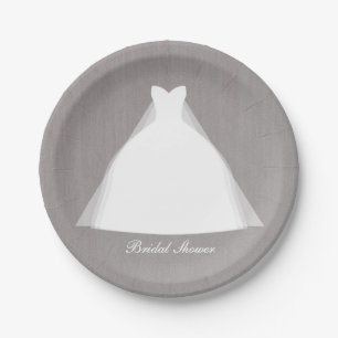 Brautkleid Moderne Glamour Brautparty Grau Pappteller