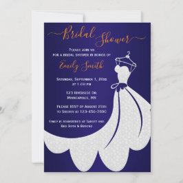 Brautkleid | Navy Blue und Orange Brautparty Einladung