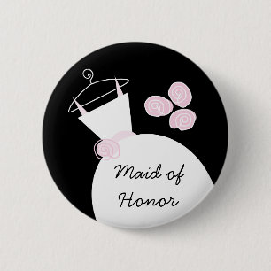 Brautkleid Rosa 'Brautjungfer' Knopf schwarz Button
