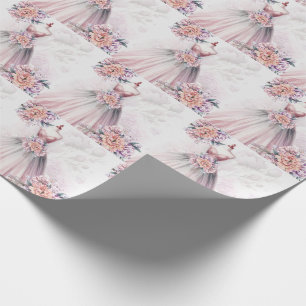 Brautkleid und botanische Sträuße Rosa Geschenkpapier