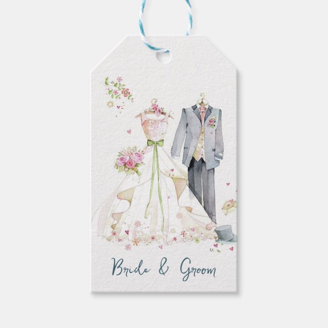 Brautkleid und Hochzeitskleid Geschenkanhänger (Vorderseite)