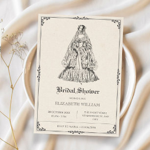 Brautkleid viktorianischer Hochzeit Brautparty Einladung