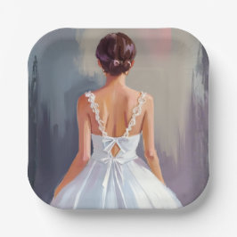 Brautkleid | Wasserfarbe Weißes Spitzenkleid Pappteller