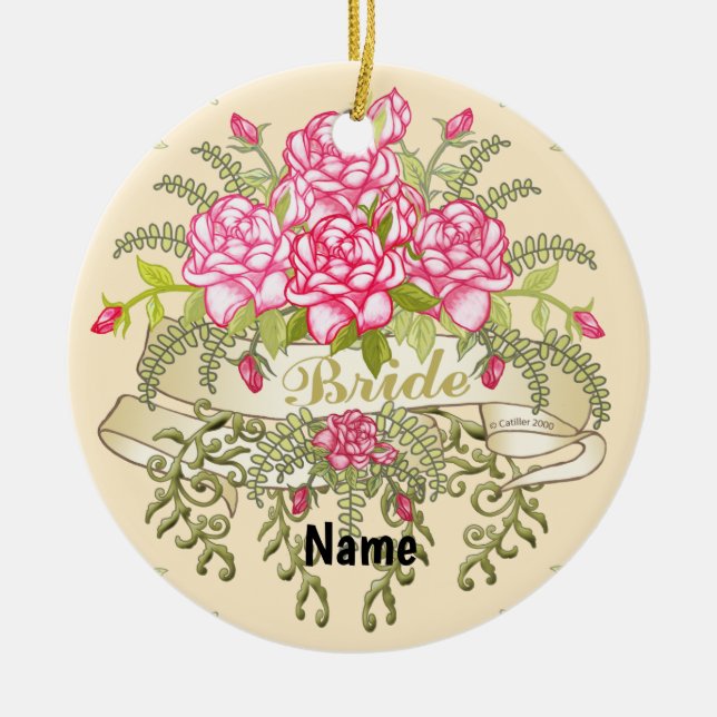 Brautkleider in Rosa Keramik Ornament (Vorne)