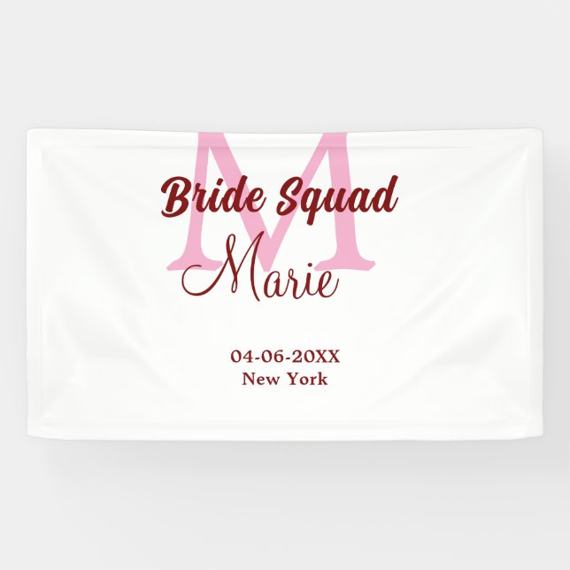 Brautkommando hinzufügen Name Monogramm Brautjungf Banner (Horizontal)