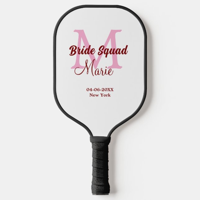 Brautkommando hinzufügen Name Monogramm Brautjungf Pickleball Schläger (Vorderseite)