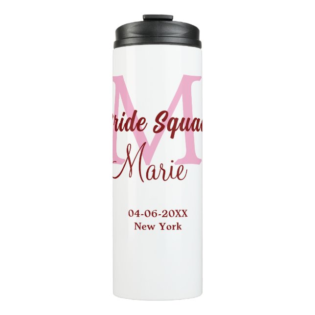 Brautkommando hinzufügen Name Monogramm Brautjungf Thermosbecher (Vorderseite)