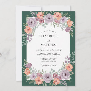 Brautkranz aus Mauve-Aprikose Hochzeit Einladung