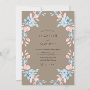 Brautkranz Hochzeit in Taupe Soft Blush Einladung