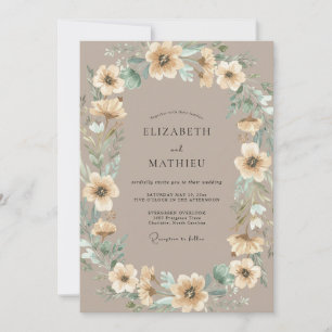 Brautkranz Hochzeit Taupe Champagner Einladung