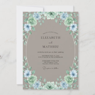 Brautkranz in Taupe und Periwinkle Einladung