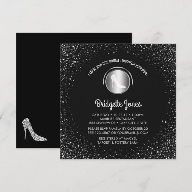 Brautmittagessen-hohe Fersen-Schuhchic-Brautparty Einladung (Vorne/Hinten)