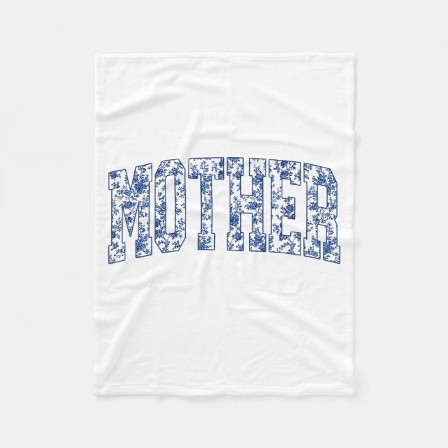 Brautmutter Blau Floral Toile Passend Fleecedecke (Vorderseite)