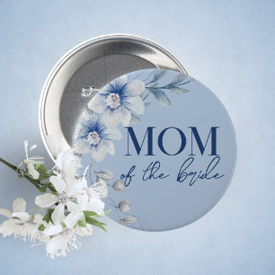 Brautmutter Blaues Florales Brautparty-Button Button