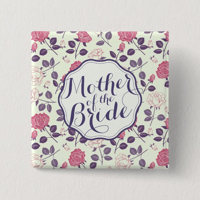Brautmutter Blumen Hochzeitsanstecker Button (Vorderseite)