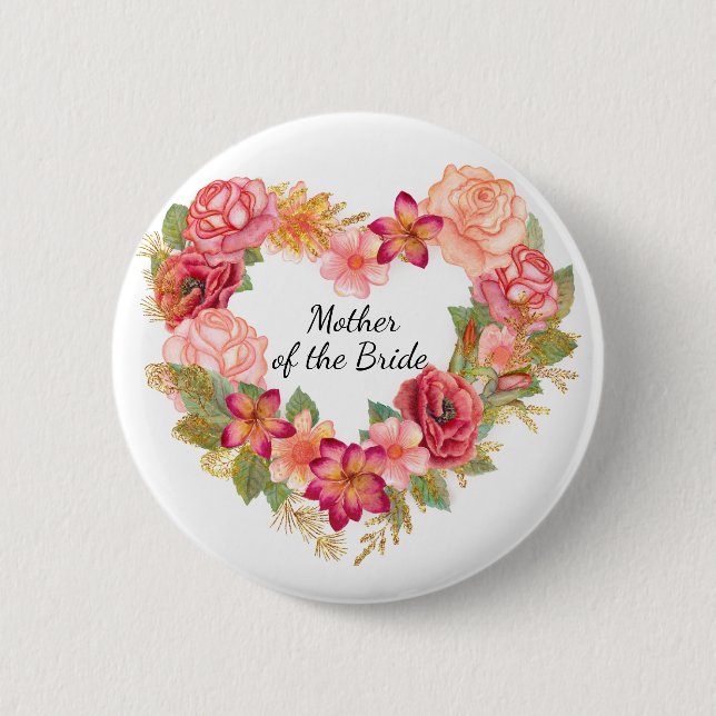 Brautmutter Blumenkranz Knopf Button (Vorderseite)