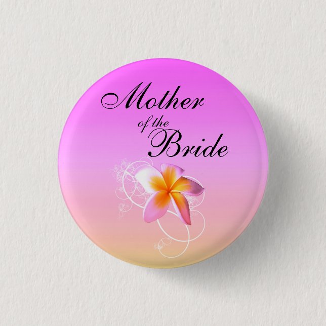 Brautmutter Frangipani Hochzeitsnadel Button (Vorderseite)