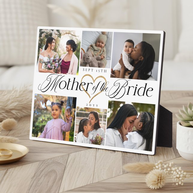 Brautmutter-Herz-Dann-Jetzt-Fotocollage Fotoplatte (Mother of the Bride Heart Then Now Photo Collage Plaque)