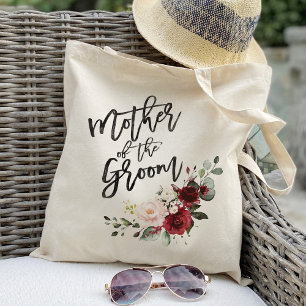 Brautmutter im Burgunder-Rosé-Blumenlook Tragetasche
