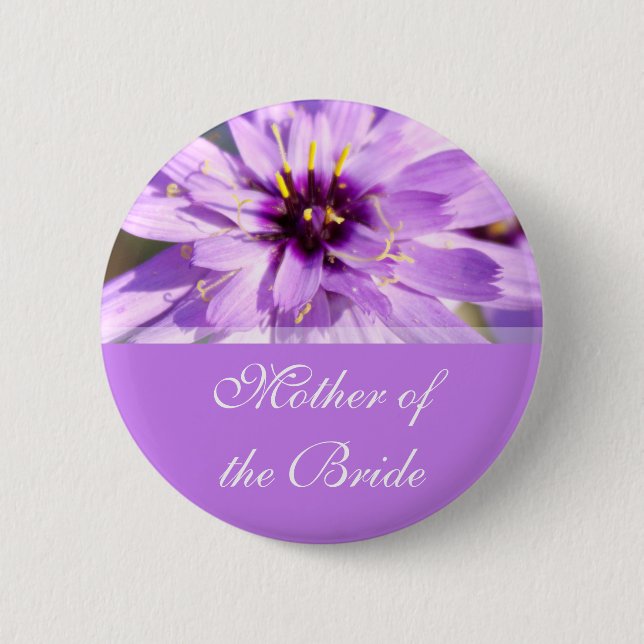 Brautmutter, lila Gänseblümchen Hochzeit Button (Vorderseite)