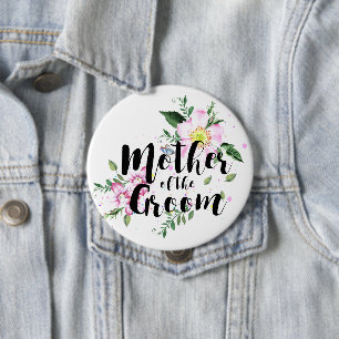 Brautmutter Rosa Florale Wasserfarbe Hochzeit Button