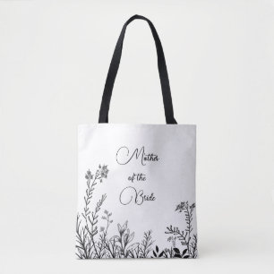 Brautmutter Schwarz-Weiße Wildblumen Tasche