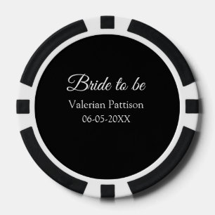Brautname Datum schwarz weiß Junggesellinnenabschi Pokerchips