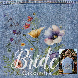 Brautname Wilde Blume Wasserfarben Blumenhochzeit Jeansjacke