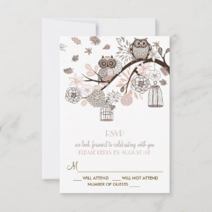 Brautpaar-Eulen Winterhochzeit-RSVP-Karte RSVP Karte