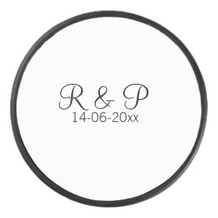 Brautpaar Name Monogramm Datum Jahr Hochzeit Roman Eishockey Puck