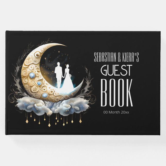 Brautpaar Silhouette Halbmond Gästebuch (Vorderseite)