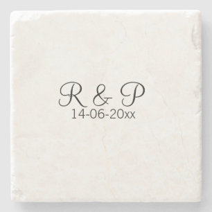 Brautpaarname Monogramm Datum Jahr Hochzeit Romant Steinuntersetzer
