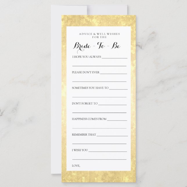 Brautparty Advertise Card Goldene Foil Paradies Co (Vorderseite)