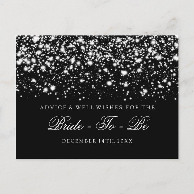 Brautparty Advice Cards Silver Midnight Glam Hinweiskarte (Vorderseite)