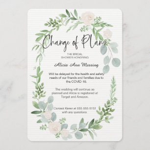 Brautparty-Änderung von Plänen Einladung