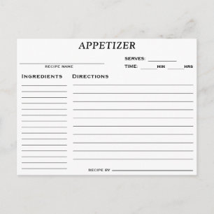 Brautparty Appetizer Rezept Karte