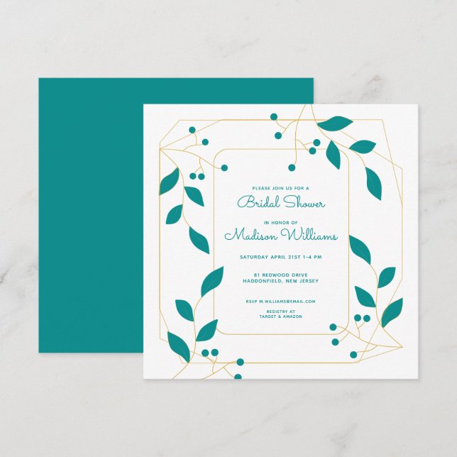 BRAUTPARTY Aquamarin & Gold Floral (Vorne/Hinten)
