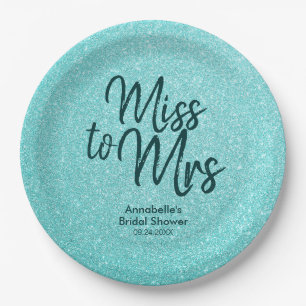 Brautparty Aquamarin Green Glitzer Chic Miss zu Mr Pappteller