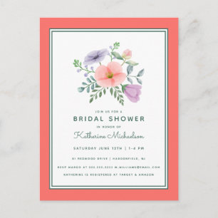 Brautparty Aquarell Blume Bouquet Postcard Postkarte