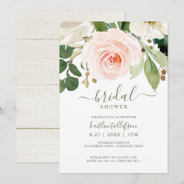 Brautparty Aquarell Bouquet Blush Pink Einladung