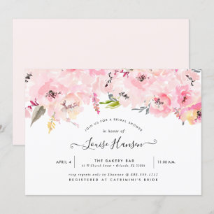Brautparty, Aquarellfarben, Blass Pink Einladung