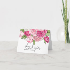 Brautparty Aquarellpinken Rosen Danke Karte