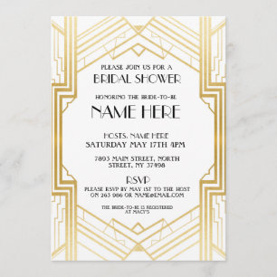 Brautparty Art Deco 1920 Gold Party Einladung