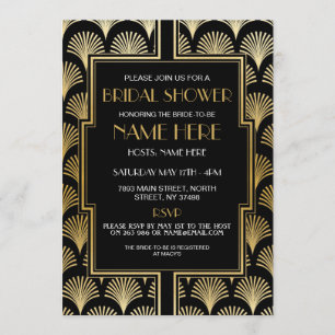 Brautparty Art Deco Black and Gold Party der 1920e Einladung