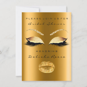 Brautparty Augen Gold Funkelnd Lippen Einladung