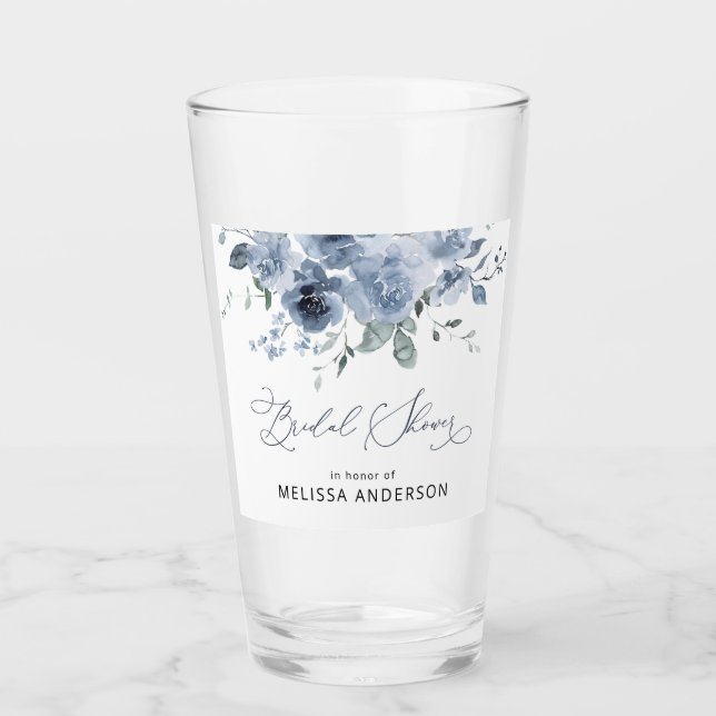 Brautparty aus blau und weiß glas (Vorderseite)