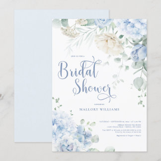 Brautparty aus Blauem und Weißem Hydrangeas Einladung