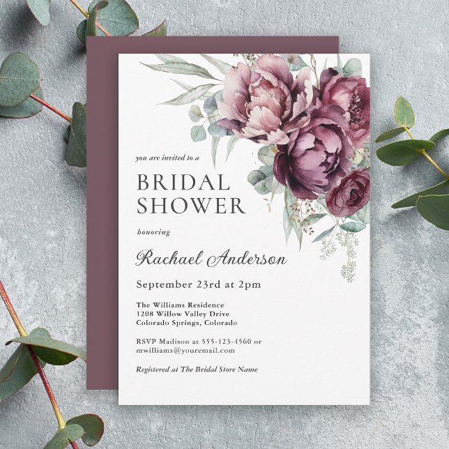 Brautparty aus Burgund und Plum Fall Einladung (A lovely bridal shower invitation for fall and beyond.)
